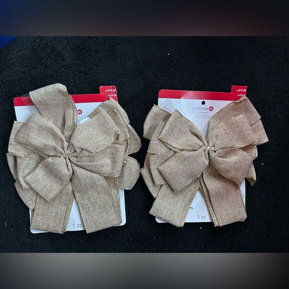 Celebrate It Other - Set of 2- Celebrate It Large Burlap Christmas Crafting Decoration Bow